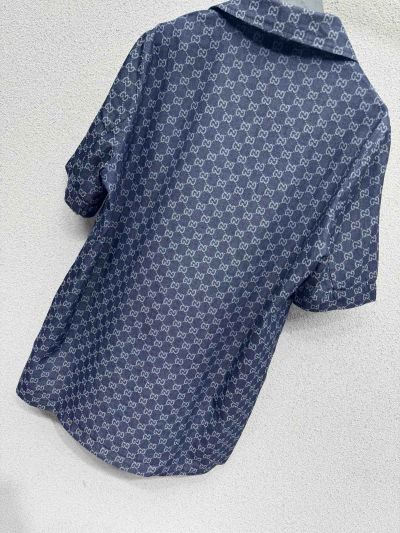 Gucci Short Sleeve Denim Shirt in Navy