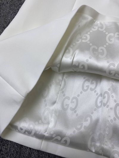 Gucci Short Sleeve Silk Dress in White