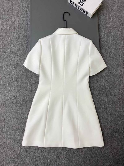 Gucci Short Sleeve Silk Dress in White