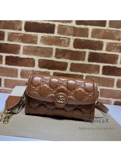 Gucci Shoulder Bag Brown Small GG Matelasse Leather 724529