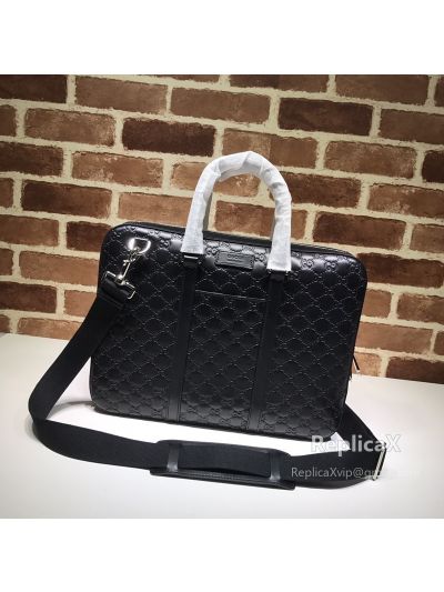 Gucci Signature Leather Briefcase Black 451169 621113