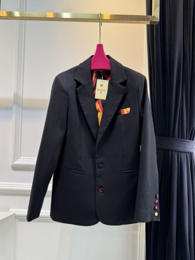 Gucci Silk Double-Breasted Blazer in Navy