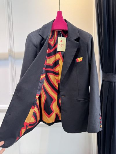 Gucci Silk Double-Breasted Blazer in Navy