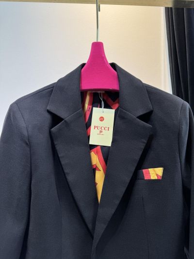 Gucci Silk Double-Breasted Blazer in Navy