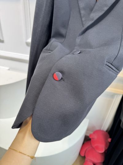 Gucci Silk Double-Breasted Blazer in Navy
