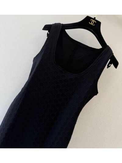 Gucci Sleeveless V-Neck Dress in Navy