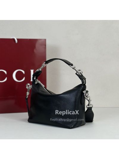 Gucci Small GG Hobo Bag in Black Debossed GG Leather 675788