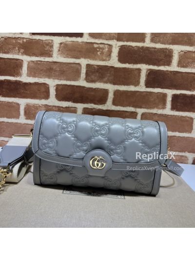 Gucci Small GG Matelasse Leather Shoulder Bag Gray 724529