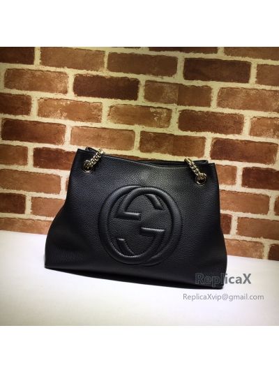 Gucci Soho Leather Shoulder Bag Black 308982 621015