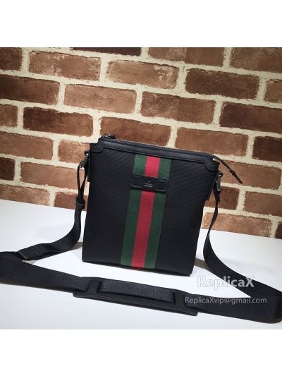 Gucci Techno Canvas Messenger With Web Black 471454