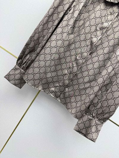 Gucci Turn-Down Collar Long Sleeve Shirt in Brown