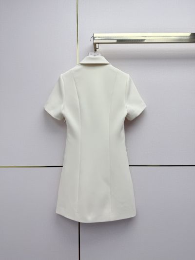 Gucci Turn-Down Collar Mini Dress in White