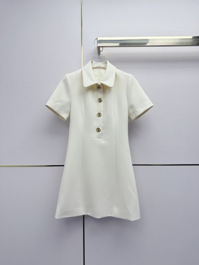 Gucci Turn-Down Collar Mini Dress in White