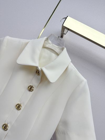 Gucci Turn-Down Collar Mini Dress in White