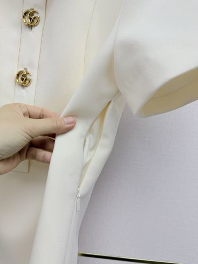 Gucci Turn-Down Collar Mini Dress in White
