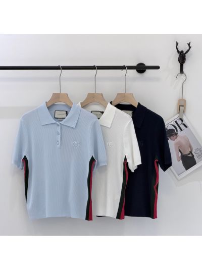 Gucci Turn-Down Collar Short Sleeve T-Shirt