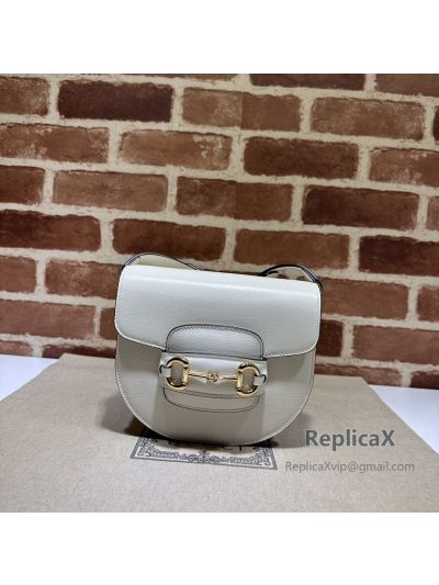 Gucci White Leather Horsebit 1955 Mini Rounded Shoulder Bag 760191 620883
