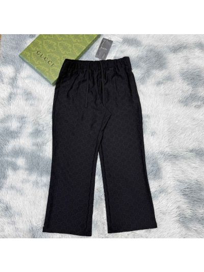 Gucci Wide-Leg Monogram Pants in Black