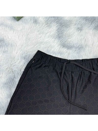 Gucci Wide-Leg Monogram Pants in Black