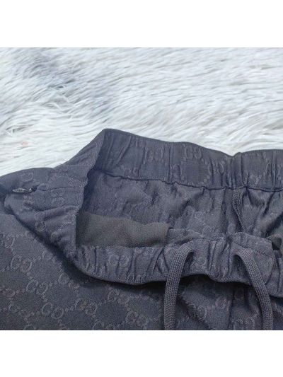 Gucci Wide-Leg Monogram Pants in Black