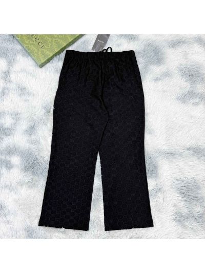 Gucci Wide-Leg Monogram Pants in Black