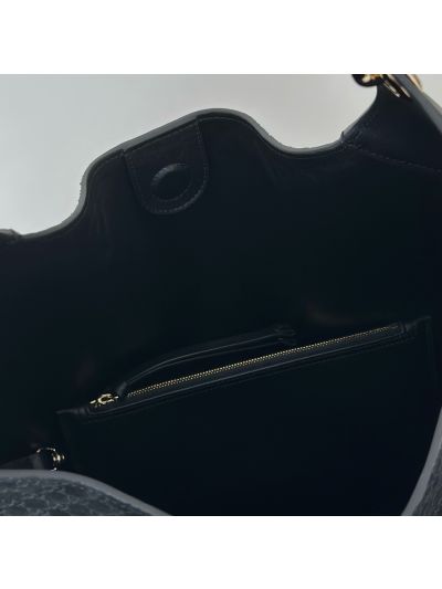 Gucci B Medium Hobo Shoulder Bag Canvas and Calf Leather 815924 Black GG Canvas 2025