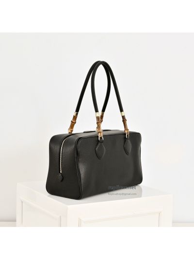 Gucci Bamboo Boston Bag Black Leather
