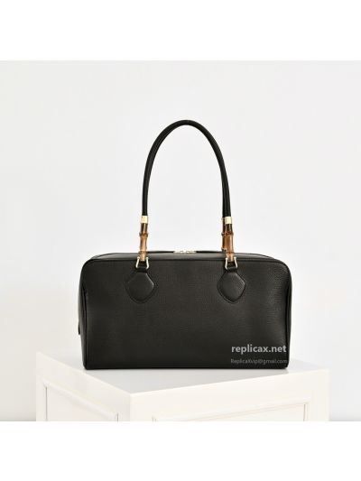 Gucci Bamboo Boston Bag Black Leather