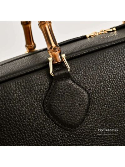 Gucci Bamboo Boston Bag Black Leather