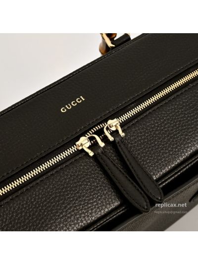 Gucci Bamboo Boston Bag Black Leather