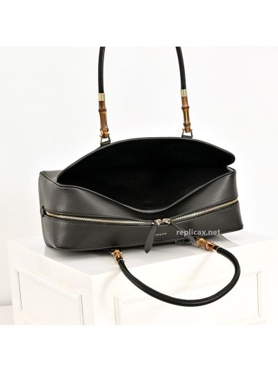 Gucci Bamboo Boston Bag Black Leather