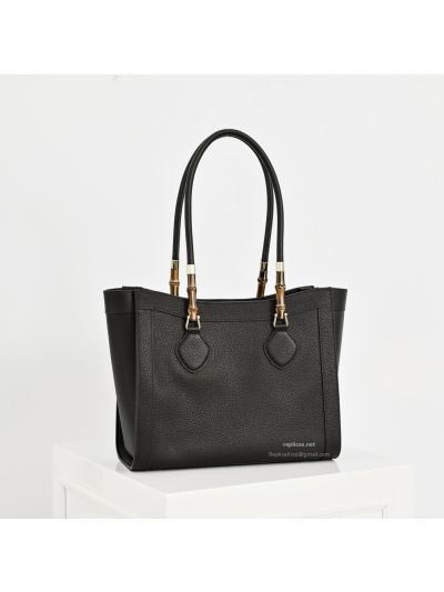 Gucci Bamboo Medium Tote Bag Black Leather