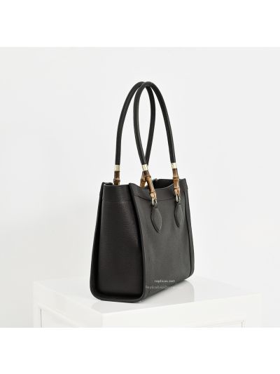 Gucci Bamboo Medium Tote Bag Black Leather