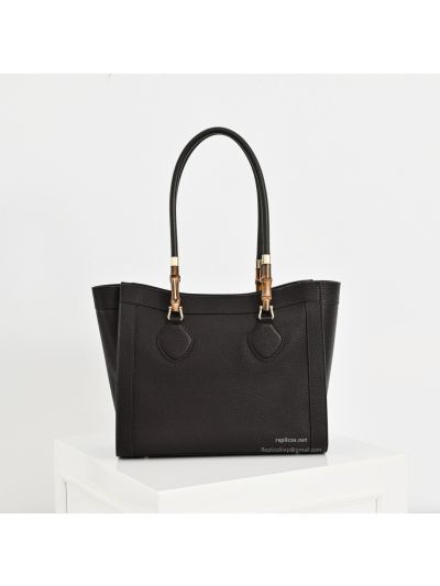 Gucci Bamboo Medium Tote Bag Black Leather