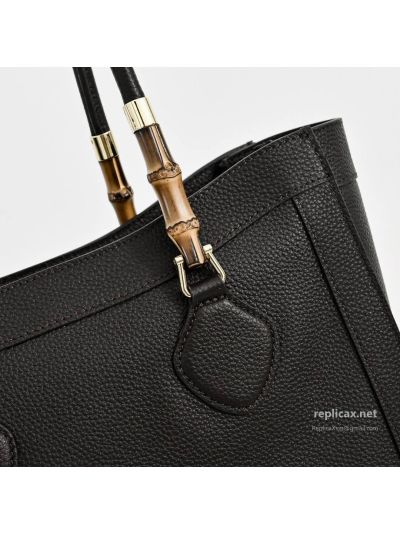 Gucci Bamboo Medium Tote Bag Black Leather