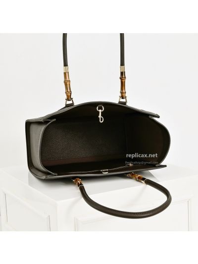 Gucci Bamboo Medium Tote Bag Black Leather