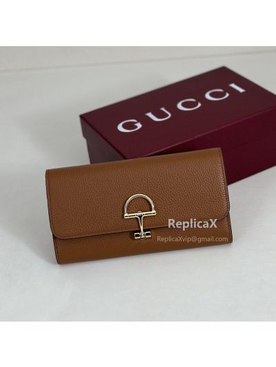 Gucci Half Horsebit Continental Wallet 848791 in Brown