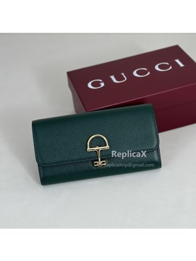 Gucci Half Horsebit Continental Wallet 848791 in Green
