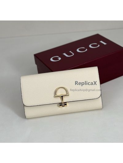 Gucci Half Horsebit Continental Wallet 848791 in Ivory