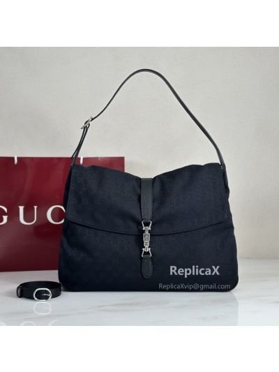 Gucci Half Horsebit Large Shoulder Bag 862530 in Black