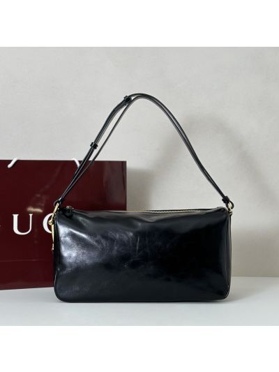 Gucci Half Horsebit Large Shoulder Bag 862530 in Black