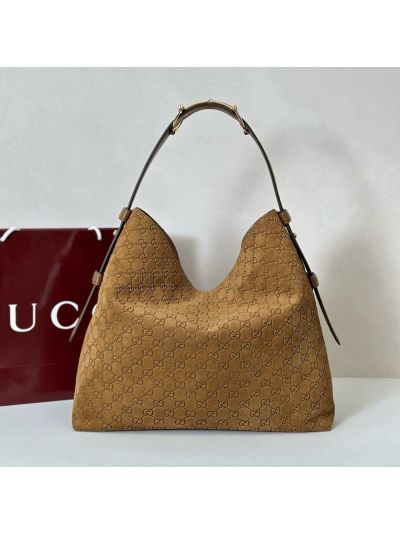 Gucci Half Horsebit Large Shoulder Bag 862530 in Brown