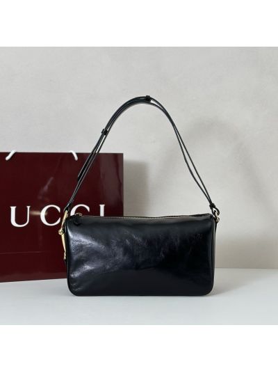Gucci Half Horsebit Medium Shoulder Bag 860787 in Black