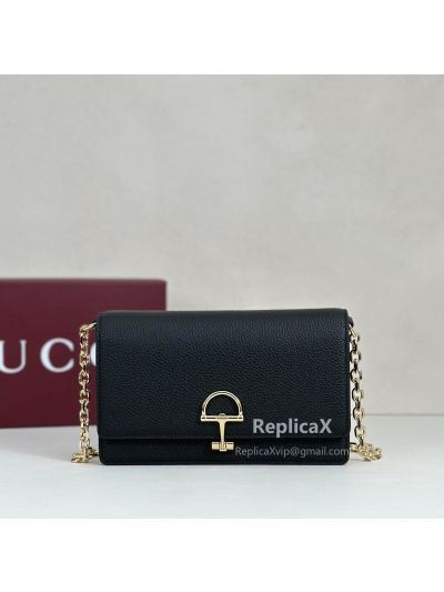 Gucci Half Horsebit Wallet On Chain 855654 in Black