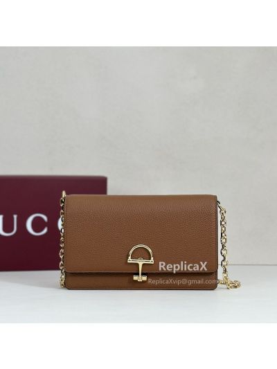 Gucci Half Horsebit Wallet On Chain 855654 in Brown