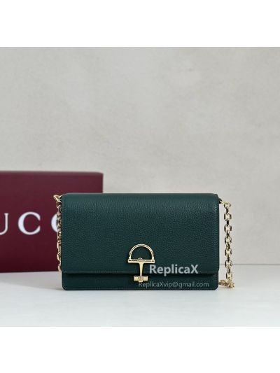 Gucci Half Horsebit Wallet On Chain 855654 in Green