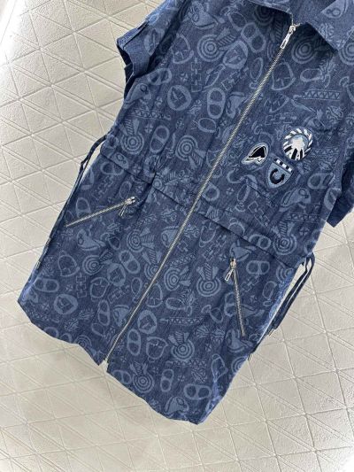 Hermes Embroidered Denim Dress in Navy