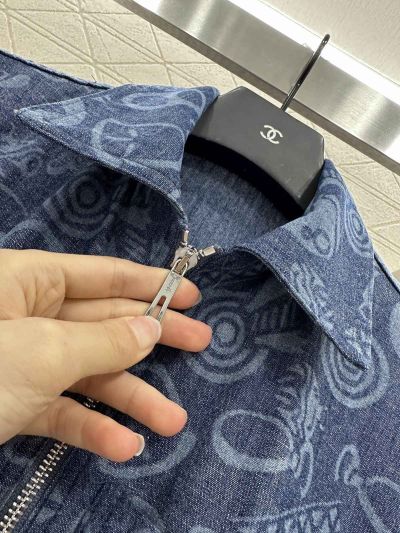 Hermes Embroidered Denim Dress in Navy