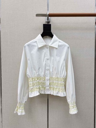 Hermes Puff Sleeve Button-Front Shirt in White