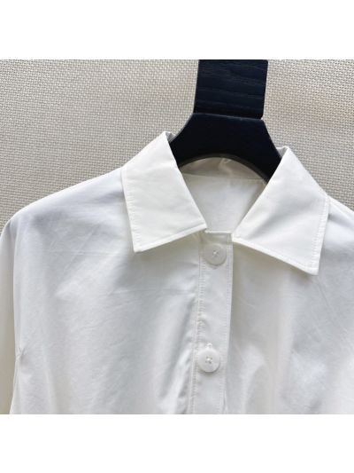 Hermes Puff Sleeve Button-Front Shirt in White